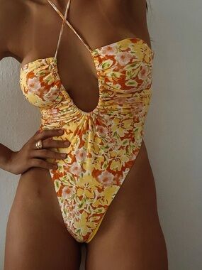 Princess Polly Fern One Piece Yellow Multi brand NEW